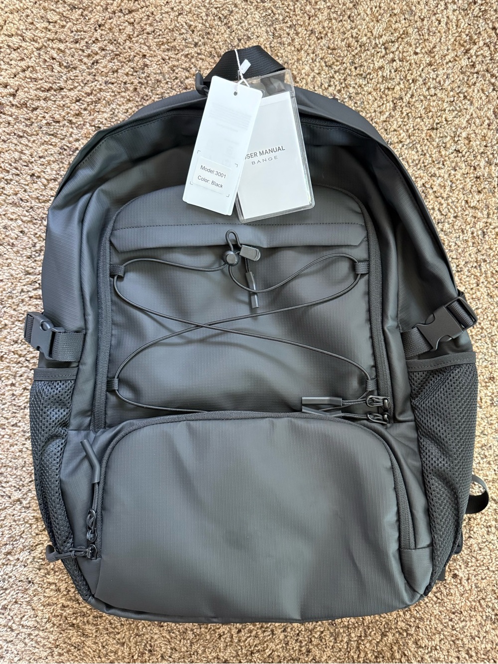 NWT Bange Comuter Backpack-Laptop Compartment-Water Resistant-Black